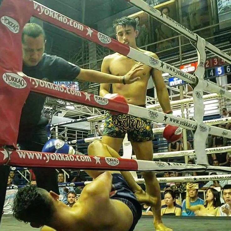 A Muay Thai, kick boxer waiting for his fight, Phuket , Thailand